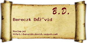 Bereczk Dávid névjegykártya